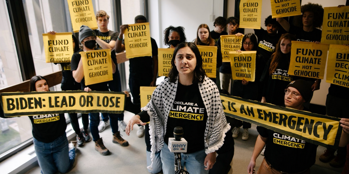 ‘Lead or Lose’: 21 Detained at Biden HQ for Climate, Gaza Protests