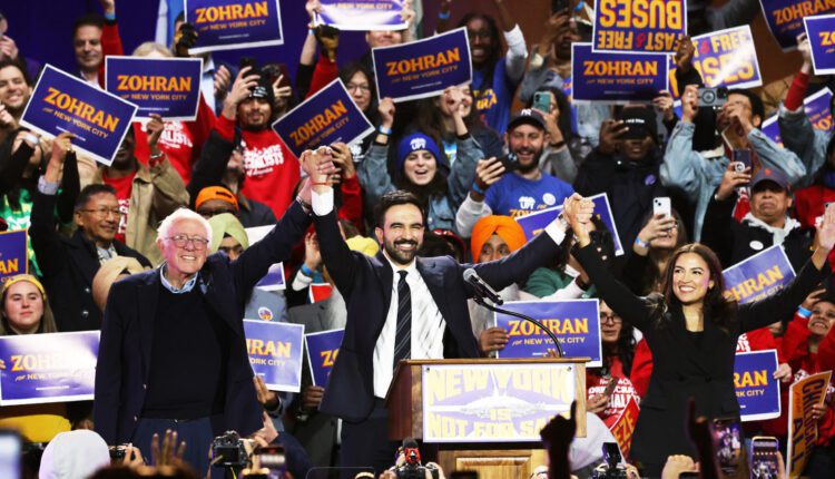 Zohran Mamdani, Bernie Sanders and Alexandria Ocasio-Cortez slam Trump at raucous rally