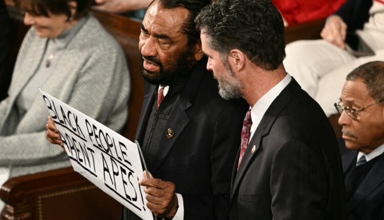 Rep. Al Green ejected after holding 'Black People Aren't Apes' sign