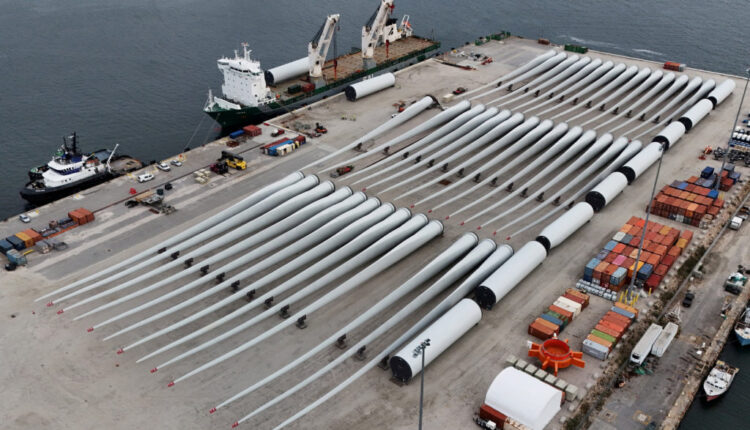 FILE PHOTO: Rotor blades and other parts for for the ongoing construction of the Revolution Wind in New London