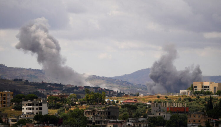 Smoke billows from southern Lebanon, following Israeli strikes, as seen from Nabatieh